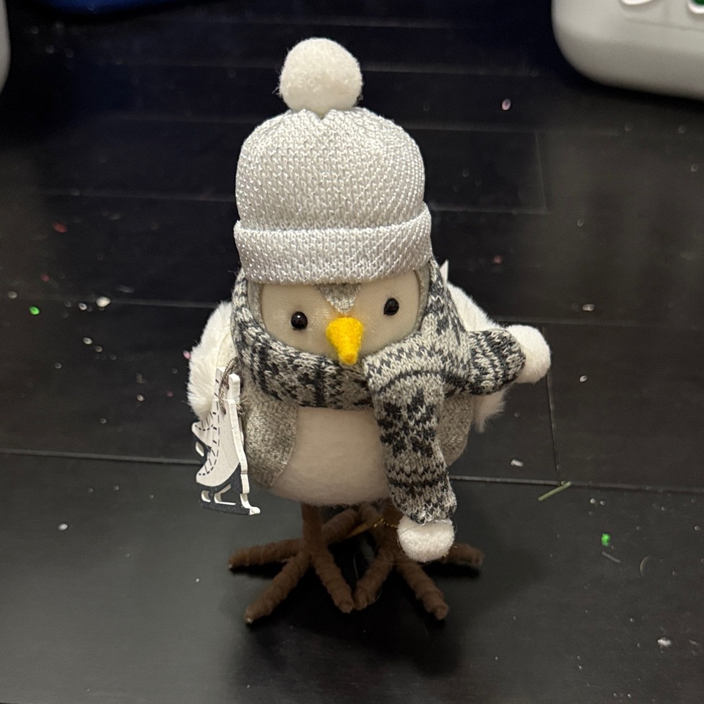 Winter Bird Figurine with Hat and Scarf